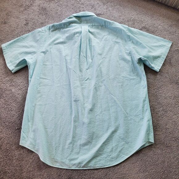 Ralph Lauren Shirt Mens Extra Large Blue Button Up short Sleeve Seersucker - Picture 4 of 9